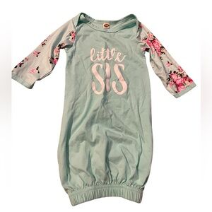 Little Sis Newborn Sleeper Gown Turquoise‎ NWOT